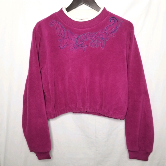 ALLISON DALEY pink crop top sweater crewneck M - Picture 2 of 6